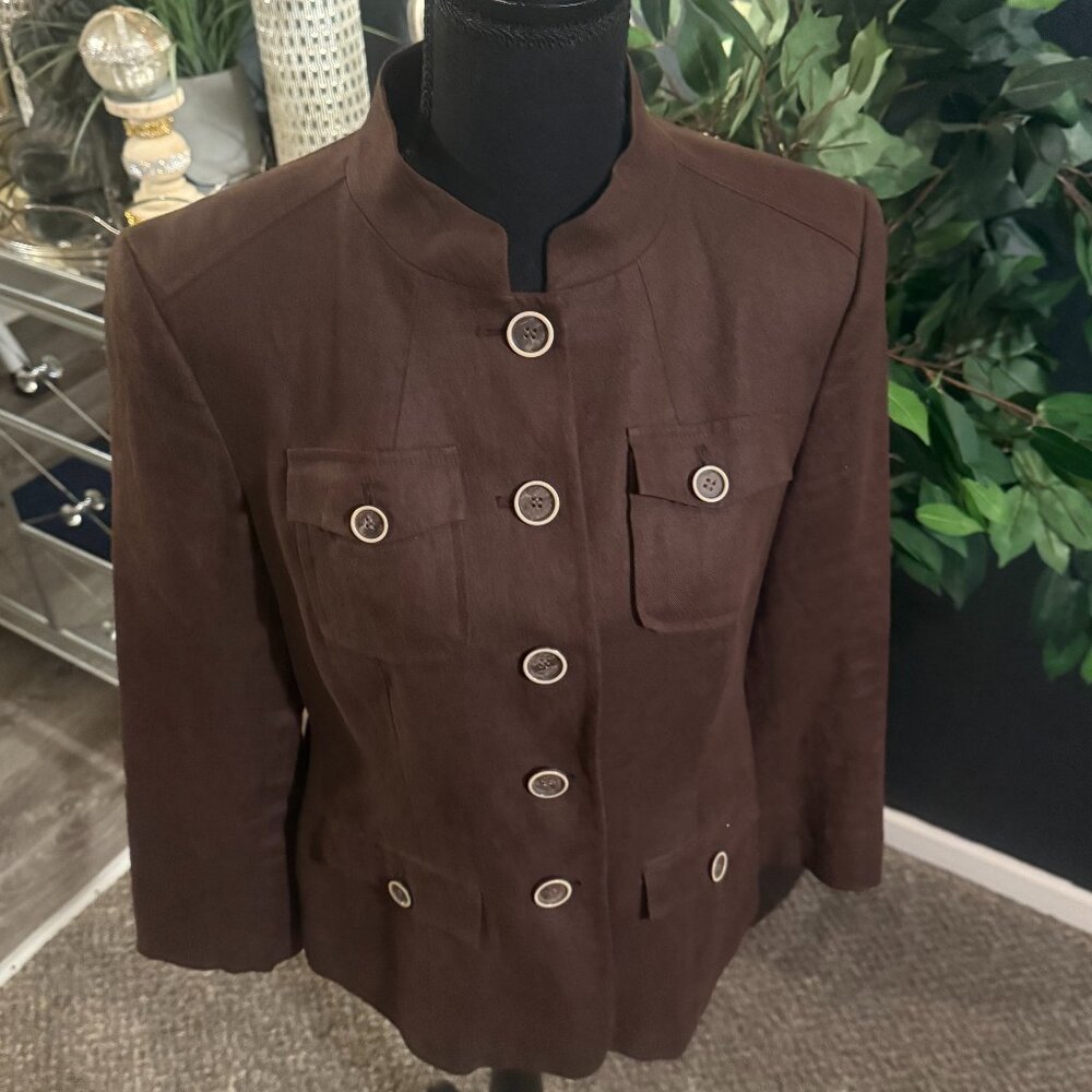Style & Co. Women's Brown Button Down Jacket